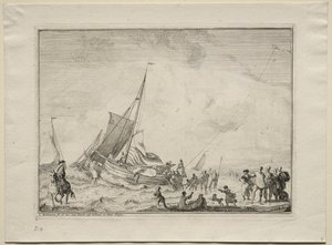 Te water laten van een schip, 1701 door Ludolf Backhuysen