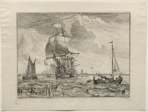 Mariene Scene met Amsterdam in de Verte, 1701