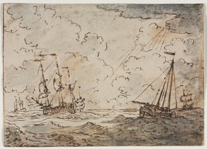 Schepen op zee, 17e eeuw
