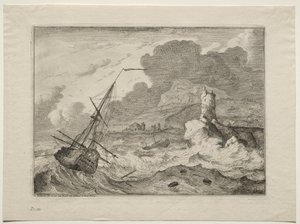 Storm op zee door Ludolf Backhuysen