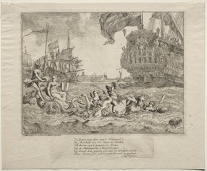 De personificatie van Amsterdam rijdend in Neptunus