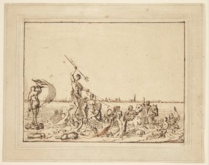 Allegorie over Amsterdam als zeehaven door Ludolf Bakhuizen