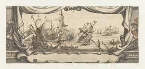 Zeegevecht in een cartouche