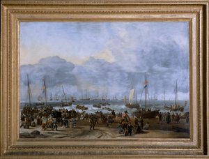 De Landing van Willem van Oranje bij Scheveningen door Ludolf I Backhuysen