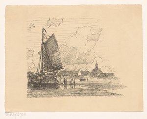 Bomschuit op het strand van Noordwijk aan Zee door Ludolph Berkemeier (signed by artist)