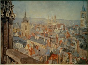 Uitzicht over de daken van Rouen door Ludovic Piette