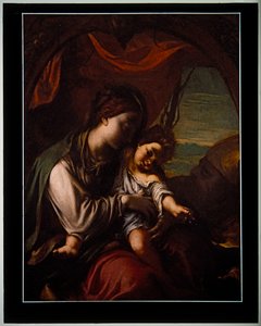 De Madonna & Kind met St. Antonius Abt door Ludovico Carracci