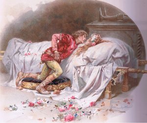 Uw drugs werken snel. Zo sterf ik met een kus, illustratie uit Romeo en Julia