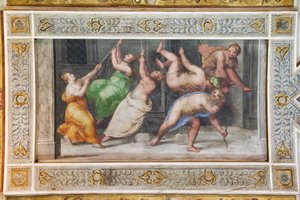 De Pyrrhichios dans, detail van het plafond van de Speelzaal door Ludovico Settevecchi