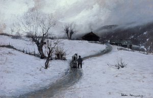 Man met paard en slee door Ludvig Skramstad
