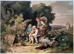 De familie van de herder door Ludwig Adrian Richter