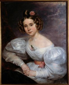 Portret van een jonge vrouw door Ludwig August or Louis August Schwiter