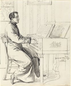 De zwager van de kunstenaar, Ludwig Hassenpflug, bereidt zich voor om piano te spelen, 1826