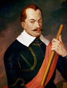 Albrecht Wallenstein, hertog van Friedland, keizerlijk veldmaarschalk tijdens de Dertigjarige Oorlog, vermoord door zijn eigen officieren 1634 in Eger ... (schilderij op doek) door Ludwig Ferdinand Schnorr von Carolsfeld