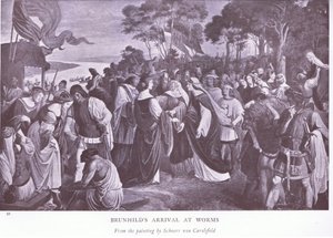 Brunhilds aankomst in Worms door Ludwig Ferdinand Schnorr von Carolsfeld