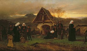 Allerzielen op het kerkhof door Ludwig Friedrich Wilhelm Riefstahl