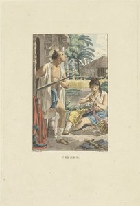 Echtpaar bij hun hut in het veld door Ludwig Gottlieb Portman