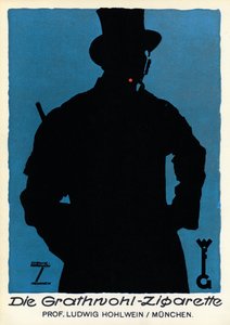 Tabak: reclameposter voor sigaretten "Die Grathnohl Zigarette", München 20e eeuw door Ludwig Hohlwein