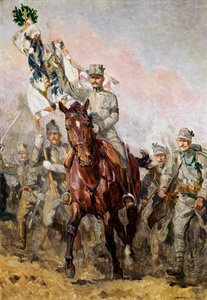 Het tweede Tiroler Kaiserjaeger regiment met zijn commandant Kol ...