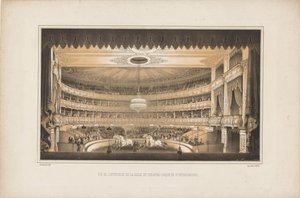 Interieur van het Paardencircustheater in Sint-Petersburg, 1850