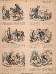 Hans in Geluk (naar de Gebroeders Grimm), no.213 van Muenchener Bilderbogen uitgegeven door Braun & Schneider, München, 1880 door Ludwig Voltz