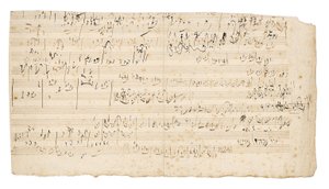 Autograaf muziekmanuscript, een schetsblad voor het langzame deel van het Strijkkwartet in C, Op.59, No.3, het derde "Razumovsky" kwartet, Wenen, c.1806 door Ludwig van Beethoven