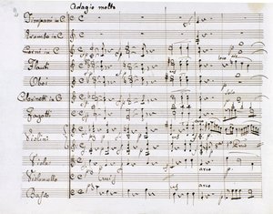 Bladmuziek van de Symfonie nr. 1 in C majeur door de Duitse componist Ludwig van Beethoven door Ludwig van Beethoven