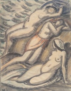 Drie badende vrouwen door Ludwig von Hofmann