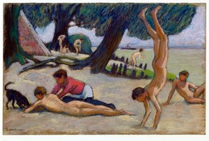 Jongens op het strand door Ludwig von Hofmann