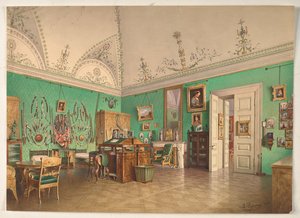 Interieur van de werkkamer van Groothertog Michaël Nikolajevitsj in Sint-Petersburg door Luigi Premazzi