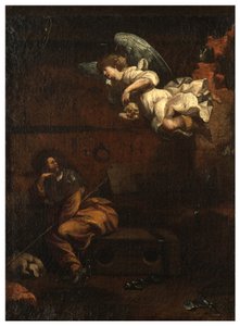 Noord Transept, Altaar van San Rocco 1635, 45, Genovesino 1645, Aankondiging van de dood in de gevangenis, Geschilderd rechtsonder