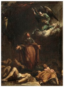 Noordelijk transept, Altaar van San Rocco 1635, 45, Genovesino 1645, San Rocco verkrijgt de beëindiging van de pest, Geschilderd linksonder