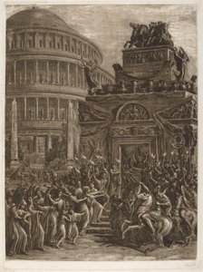 Het Lichaam van Hadrianus Liggend in Staat naast Zijn Mausoleum door Luigi Ademollo