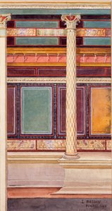 Architecturale stijl fresco in de cubiculum, Huis van de Zilveren Bruiloft, Pompeii, 1897 door Luigi Bazzani
