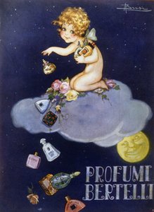 Reclame voor Bertelli geuren. Illustratie door Brisi (Busi) door Luigi Busi