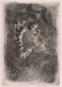 Portret van een jonge vrouw in profiel