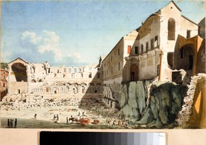 Bouwplaats van de sloop van de kerk en het klooster van Sint Dominica in Genua door Luigi Garibbo