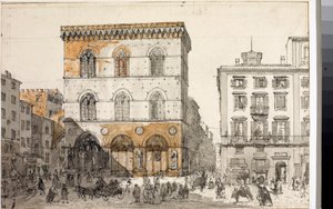 Uitzicht op de Orsanmichele kerk in Florence (ca. 1820) door Luigi Garibbo