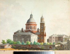 Uitzicht op de Basiliek van Santa Maria Assunta di Carignano in Genua door Luigi Garibbo