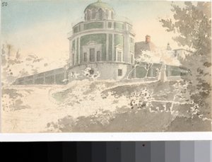 Uitzicht op het paviljoen Kaffeehause in de tuinen van Boboli (ca. 1825) door Luigi Garibbo