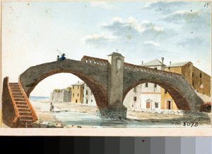Uitzicht op de brug over de Leira in Voltri, Genua