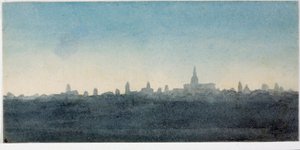 Uitzicht op de stad Florence profiel van huizen en monumenten (aquarel)
