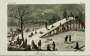 Een achtbaan. Illustratie uit Il costume antico e moderno o storia del governo door Giulio Ferrario, 1831