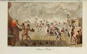 Russisch bad. Illustratie uit Il costume antico e moderno o storia del governo... door Giulio Ferrario, 1831