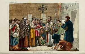 De Verloving. Illustratie uit Il costume antico e moderno o storia del governo door Giulio Ferrario