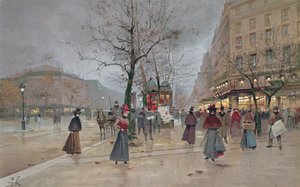 Avond in de Opera Wijk van de Grands Boulevards, begin 20e eeuw