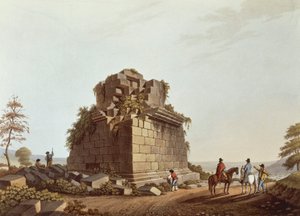 Basis van monumentale kolom, Sicilië, illustratie uit Uitzichten van Italië, door Luigi Mayer