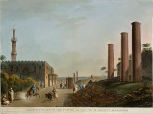 Egypte, Alexandrië, Granieten zuilen van portiek van Canopus door Luigi Mayer