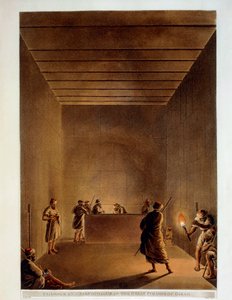 Egypte, Kamer en sarcofaag van Grote Piramide van Gizeh, gravure uit "Views" van Luigi Mayer