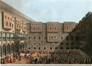 Mamelukken trainen op het plein van het Murad Bey-paleis, Tunis door Luigi Mayer
